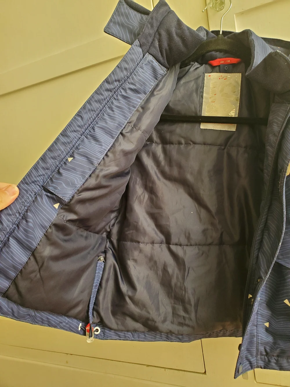 Kids Navy Blue Patterned Winter Jacket